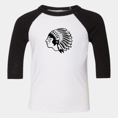 Chickasaw Head - Black - Toddler Three-Quarter Sleeve Baseball Tee Thumbnail