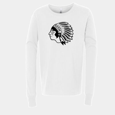 Chickasaw Head - Black - Youth Long Sleeve Jersey Tee Thumbnail