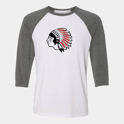 Chickasaw Head - Black and Red - Unisex Three-Quarter Sleeve Baseball Tee Thumbnail