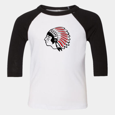 Chickasaw Head - Black and Red - Toddler Three-Quarter Sleeve Baseball Tee Thumbnail