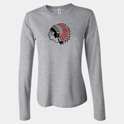Chickasaw Head - Black and Red - Women's Long Sleeve Jersey Tee Thumbnail