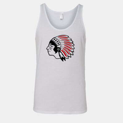 Chickasaw Head - Black and Red - Unisex Jersey Tank Thumbnail