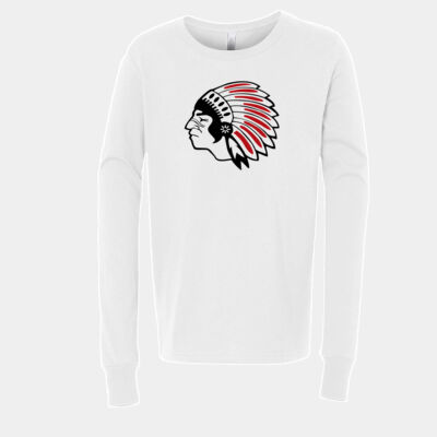 Chickasaw Head - Black and Red - Youth Long Sleeve Jersey Tee Thumbnail