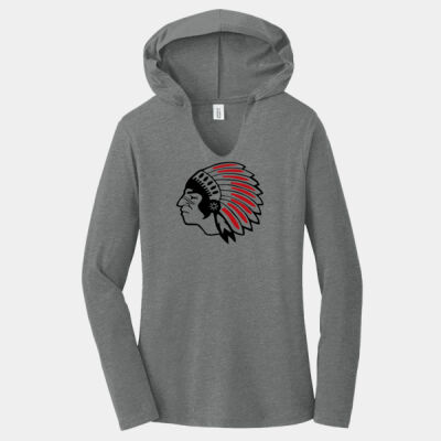 Chickasaw Head - Black and Red - Women's Perfect Tri ® Long Sleeve Hoodie Thumbnail