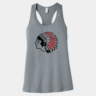 Chickasaw Head - Black and Red - Women's Jersey Racerback Tank Thumbnail