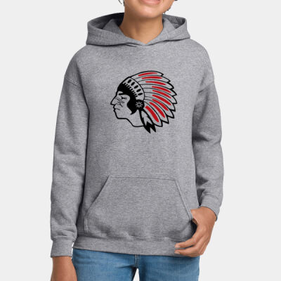 Chickasaw Head - Black and Red - Youth Heavy Blend™ Hooded Sweatshirt Thumbnail