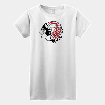 Chickasaw Head - Black and Red - Softstyle ® Ladies T Shirt Thumbnail