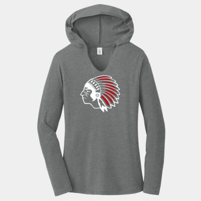 Chickasaw Head - White and Red - Women's Perfect Tri ® Long Sleeve Hoodie Thumbnail
