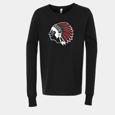 Chickasaw Head - White and Red - Youth Long Sleeve Jersey Tee Thumbnail