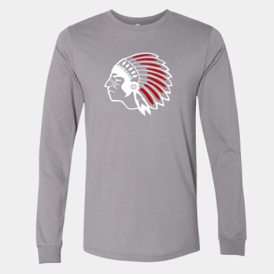 Chickasaw Head - White and Red - Long Sleeve Jersey Tee Thumbnail