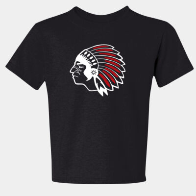Chickasaw Head - White and Red - Youth Dri Power ® 50/50 Cotton/Poly T Shirt Thumbnail