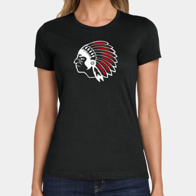 Chickasaw Head - White and Red - Softstyle ® Ladies T Shirt Thumbnail