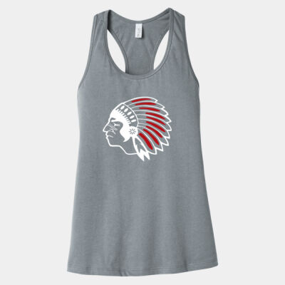 Chickasaw Head - White and Red - Women's Jersey Racerback Tank Thumbnail